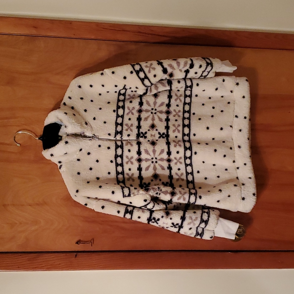 Loft Fair Isle Sherpa Zip sweatshirt petite medium